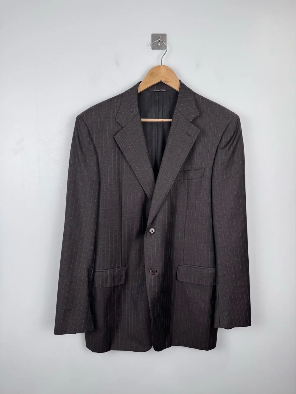 Canali Men Brown‎ Pinstripe Wool Blazer Made In Italy 52 EU / 42 US L